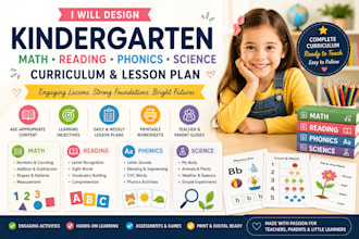 design kindergarten math reading phonics and science curriculum lesson plan