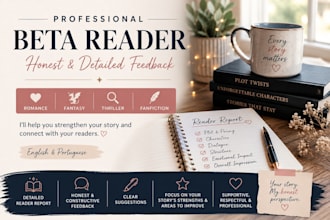beta read your romance, fantasy or thriller novel