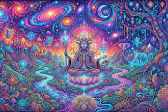 do amazing psychedelic and trippy illustration