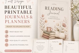 design a beautiful printable journals and planners