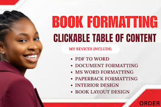 format your kindle KDP or PDF with clickable table of content