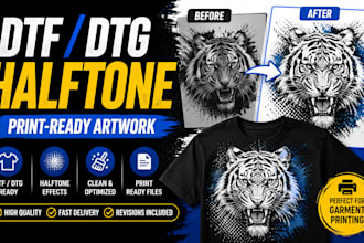 convert your artwork into dtf dtg halftone print ready files