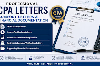 verified US CPA letter, comfort letter, income verification as licensed CPA