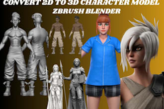 convert 2d to 3d model stylized 3d character modeling for unity game or printing