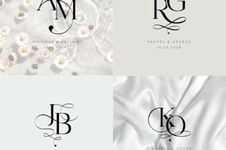 design a luxury wedding logo and monogram for elegant couple