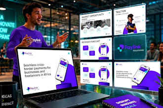 design investor pitch deck, powerpoint presentation or canva slides
