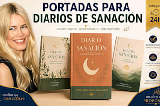 diseño de portada para diario de shadow work y sanación emocional