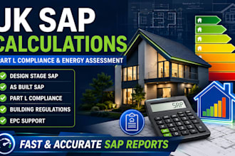 prepare UK sap calculations, part l compliance and sap energy assessments