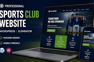 design a modern sports club website with wordpress elementor