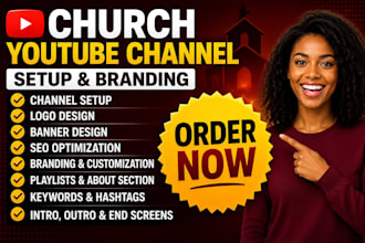 create and setup church ministry youtube channel logo and banner design