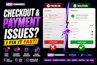 fix woocommerce checkout payment gateway and cart issue fast