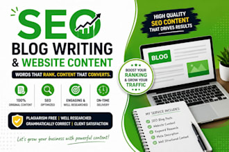 write SEO blog posts, website content, ai articles and copywriting