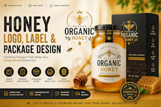 design premium honey jar label, logo packaging design