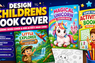 design children book cover, coloring book cover and kids activity book cover