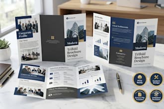 design a modern trifold brochure or business brochure