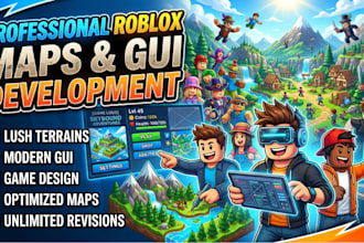 design roblox maps, landscapes, terrain and gui