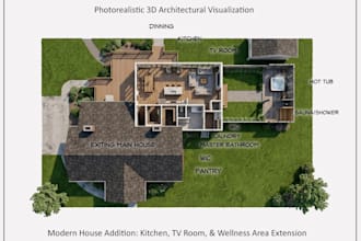create 3d house addition and architectural extension in sketchup