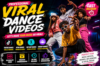 create a viral tiktok dance, afro dance, hip hop dance, group dance video