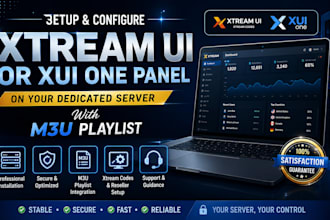 configure xtream UI or xui one panel on your dedicated server with m3u playlist