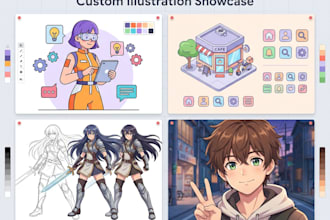 design custom vector illustrations, character and anime style art