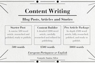 write blog posts and creative content in eng and portugal pt