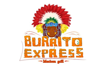 design burrito express mexican grill business logo