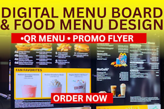 do restaurant digital menu, food menu board, qr menu and food promotion flyer