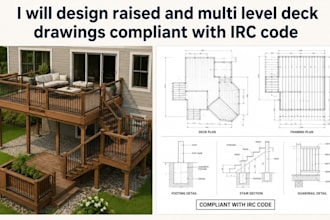 design raised and multi level deck drawings compliant with irc code