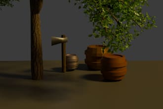 model low poly forest and survival game props
