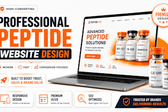 design peptide website, research peptide store, woocommerce store, peptide label