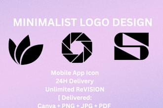 design minimalist logo and mobile app icon for your brand