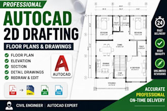 do professional autocad 2d drafting and redraw floor plans