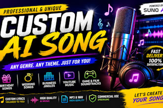 create a custom ai song with lyrics for youtube, gifts or brands