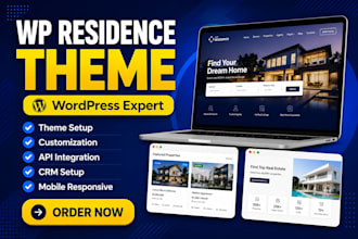 build and customize your real estate website using wp residence theme