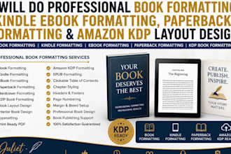 book formatting, kindle ebook and amazon KDP layout