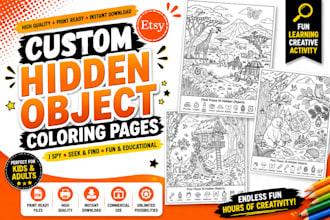 make custom hidden object coloring pages for KDP and etsy
