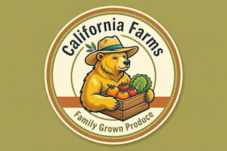 design high quality california farms mascot logo with satisfaction guaranteed