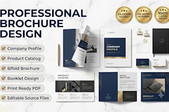 create coporate brochure bifold design booklet product catalog company profile
