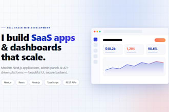 develop a saas web app, admin dashboard or next js application