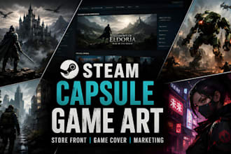 steam capsule game art storefront, steam game cover art, steam game marketing