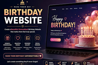 design a funny animated birthday wish landing page website