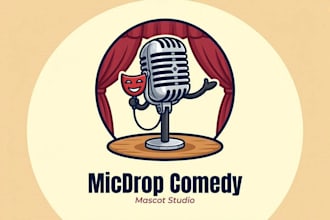 design eye catchy stand up comedy mascot logo very fast with super color