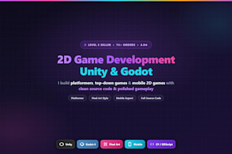 develop 2d game in unity or godot with source code