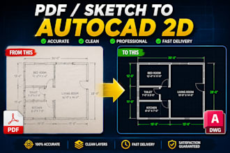 convert PDF or image into professional auto cad drawing
