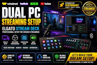 setup elgato stream deck and dual PC streaming with obs studio