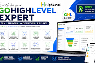 setup gohighlevel CRM, funnels, automations, pipelines and workflows