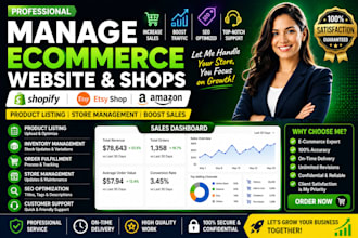 manage ecommerce website, esty shop, be shopify manager, amazon, product listing