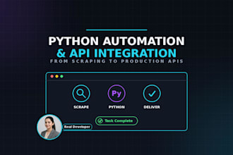 build custom python automation scripts, and web scrapers