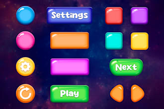 design stylized casual game ui buttons for mobile games