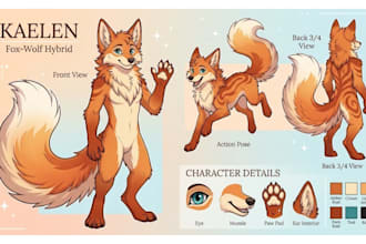 draw custom furry reference sheet nsfw fursona anthro oc art for fursuit maker